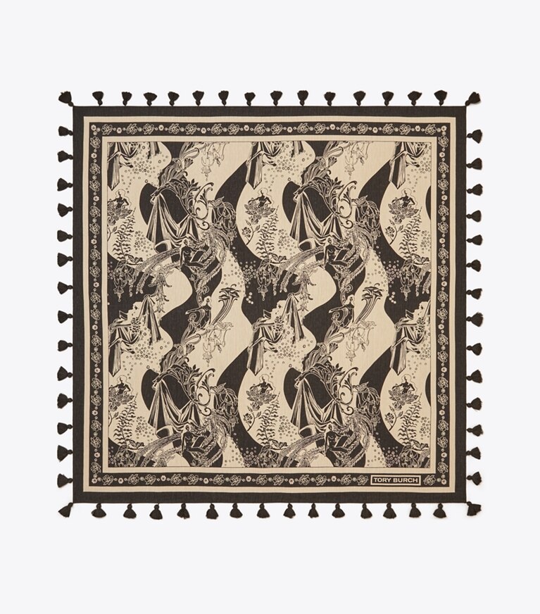 Tory Burch designer scarves Muse Silk Square Scarf in Muse Black overhead