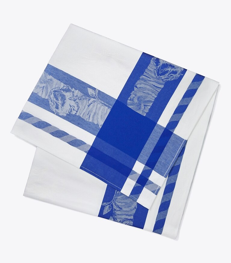 Tory Burch designer linge Nappe carrée en jacquard Rose, 70 po dans Blue de face