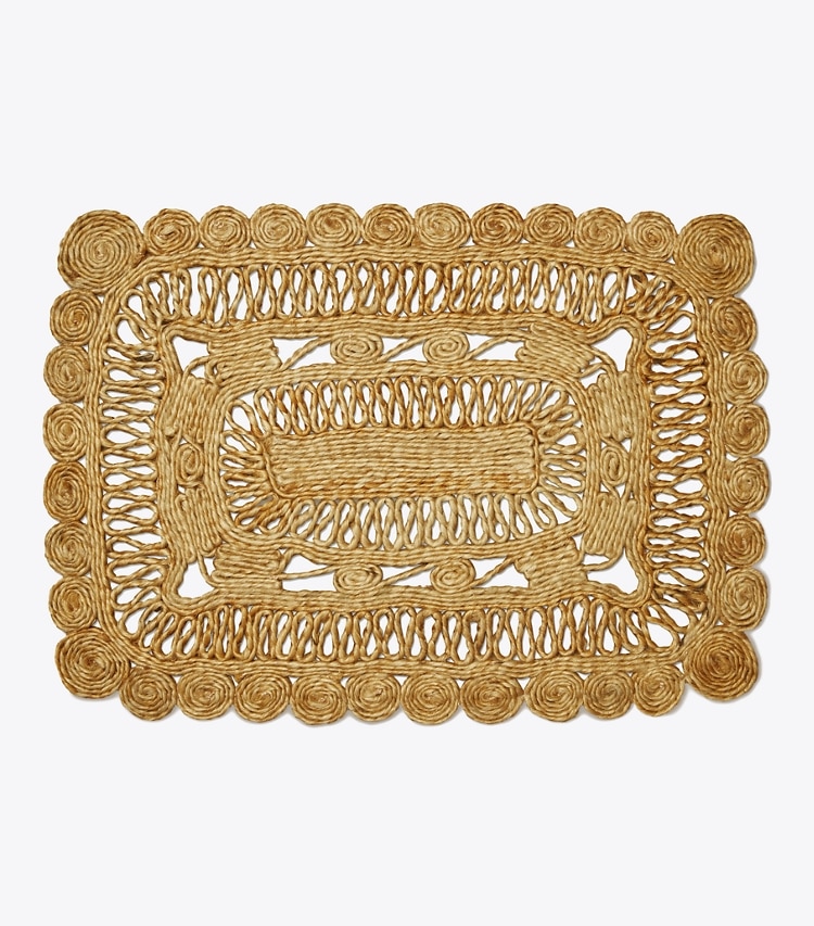 Tory Burch designer linge Napperon rectangulaire en jute, lot de 4 dans Natural de face