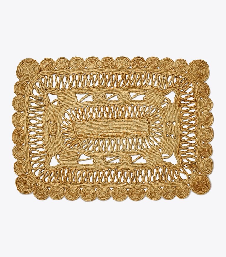 Tory Burch designer linge Napperon rectangulaire en jute, lot de 4 dans Natural de face
