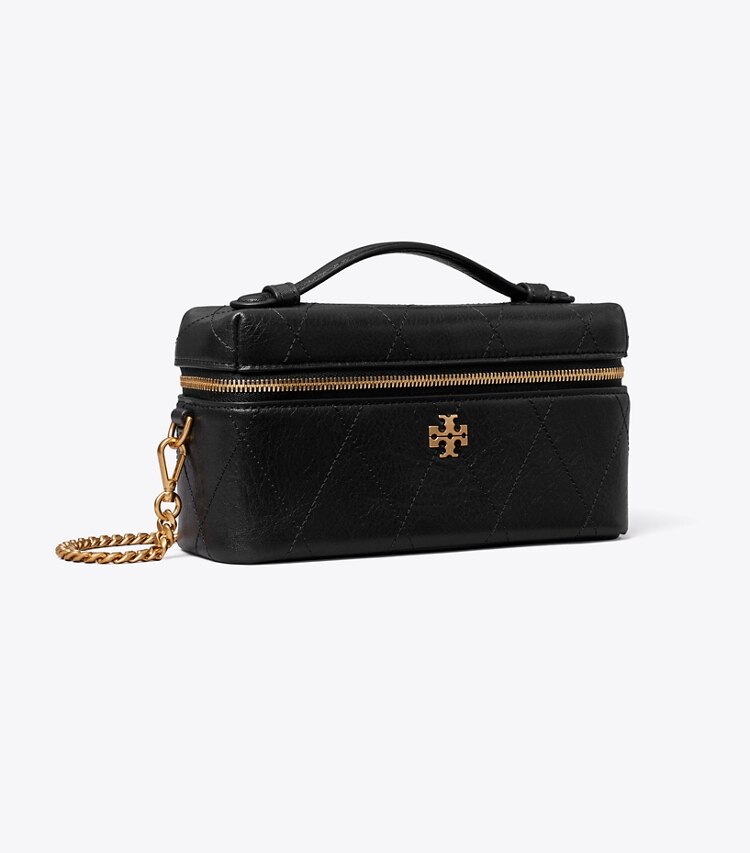 Tory Burch diseñador bolsos bandolera Neceser acolchado Charlie en Black / Charms ángulo