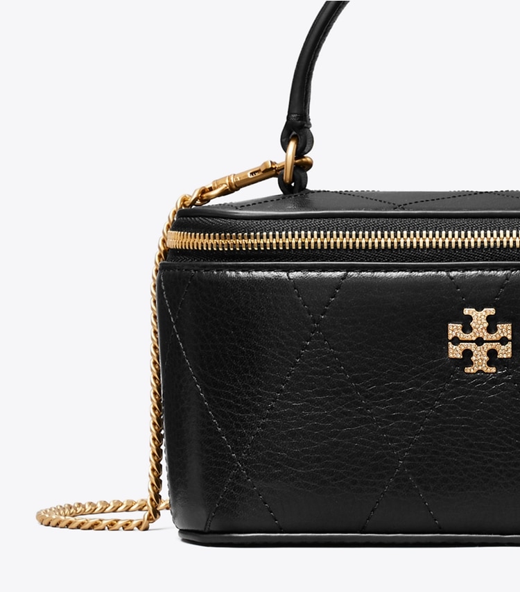 Tory Burch diseñador bolsos bandolera Neceser acolchado Charlie con pavé en Black detalle
