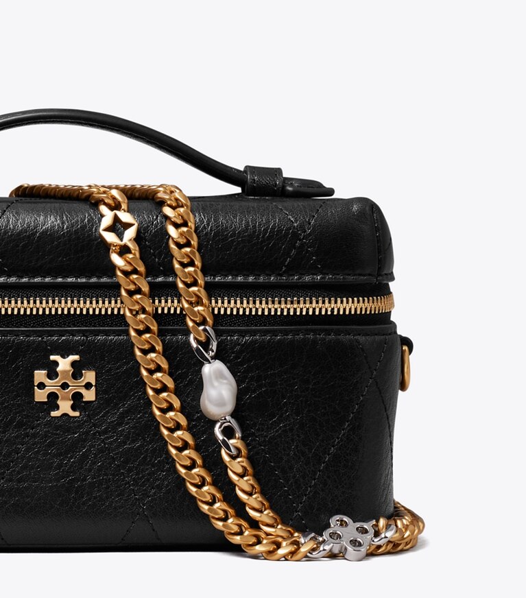 Tory Burch diseñador bolsos bandolera Neceser acolchado Charlie en Black / Charms detalle