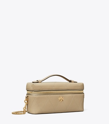 Tory Burch diseñador bolsos bandolera Neceser acolchado Charlie East-West en Soft Cement ángulo