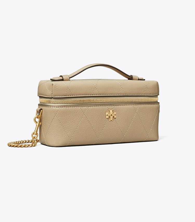 Tory Burch diseñador bolsos bandolera Neceser acolchado Charlie East-West en Soft Cement ángulo