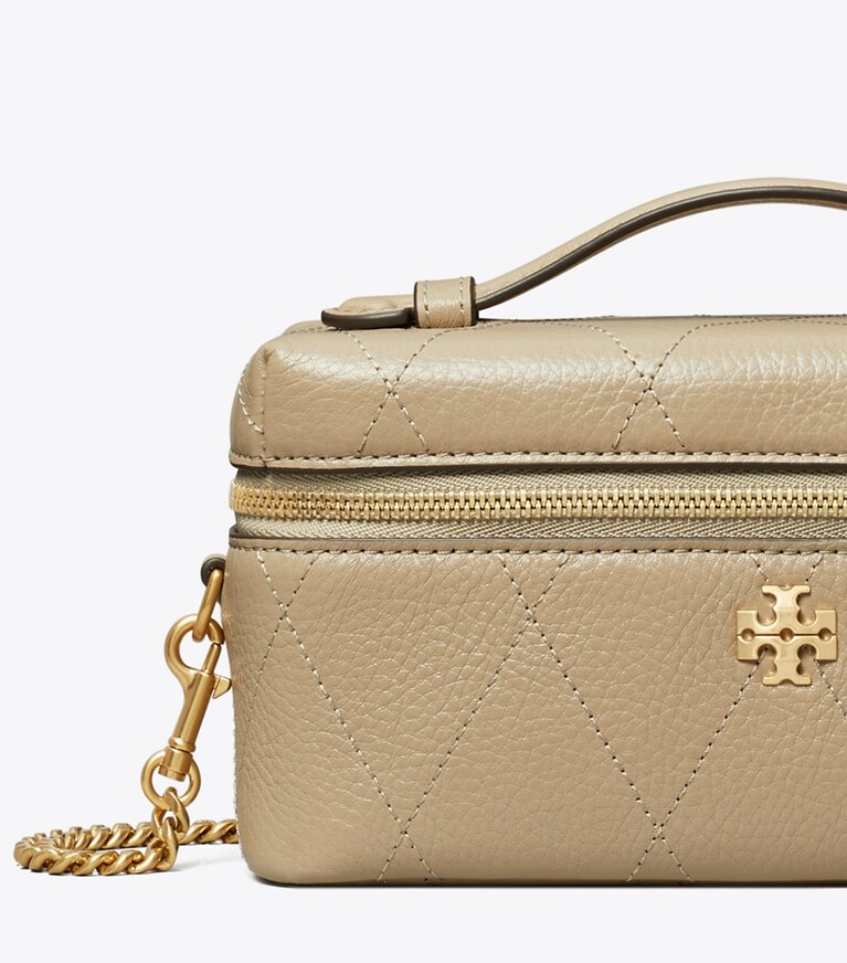 Tory Burch diseñador bolsos bandolera Neceser acolchado Charlie East-West en Soft Cement detalle