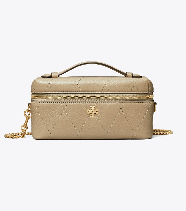 Tory Burch diseñador bolsos bandolera Neceser acolchado Charlie East-West en Soft Cement frente