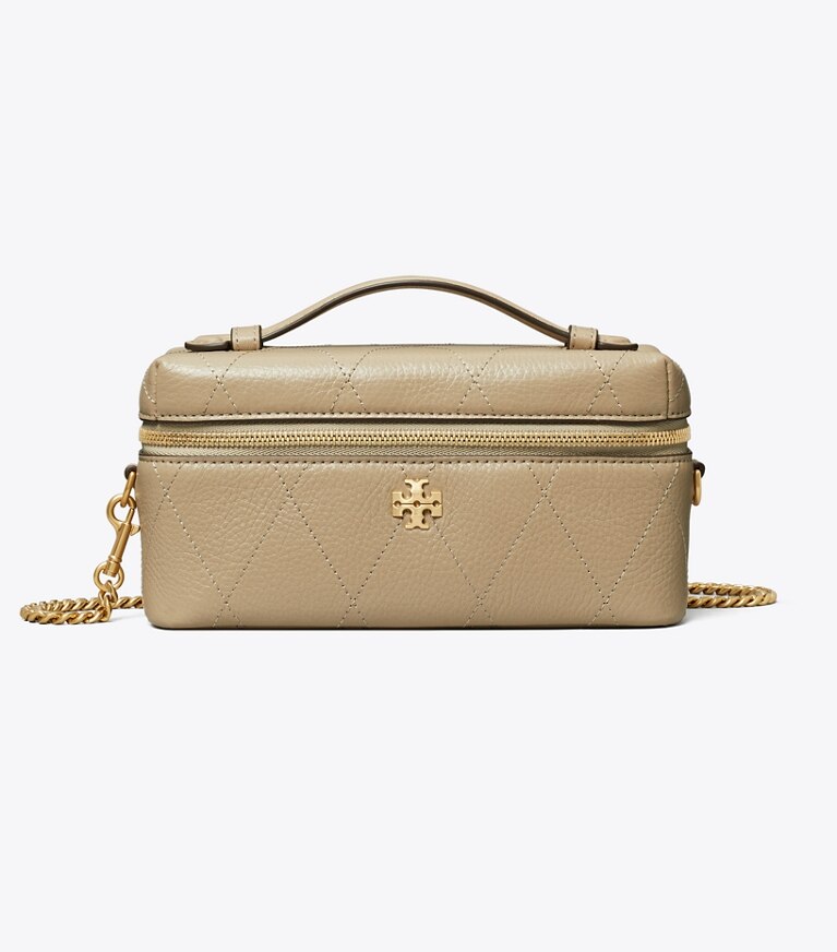 Tory Burch diseñador bolsos bandolera Neceser acolchado Charlie East-West en Soft Cement frente