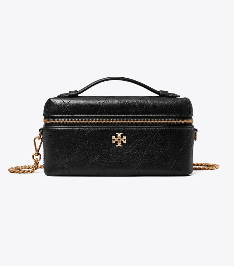 Tory Burch diseñador bolsos bandolera Neceser acolchado Charlie en Black / Charms frente
