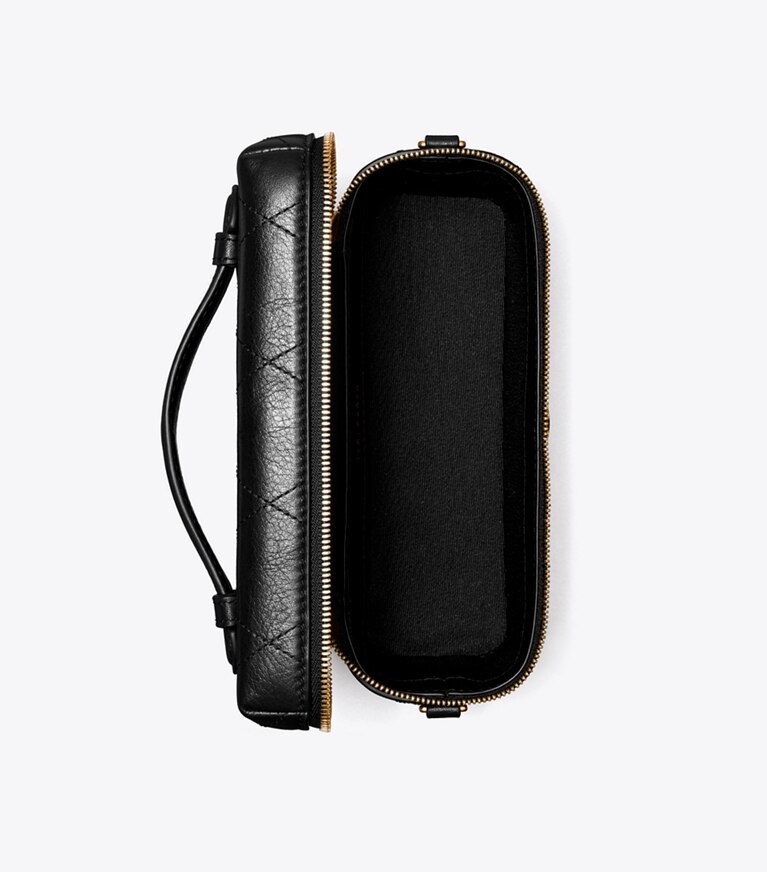 Tory Burch diseñador bolsos bandolera Neceser acolchado Charlie en Black / Charms vista superior
