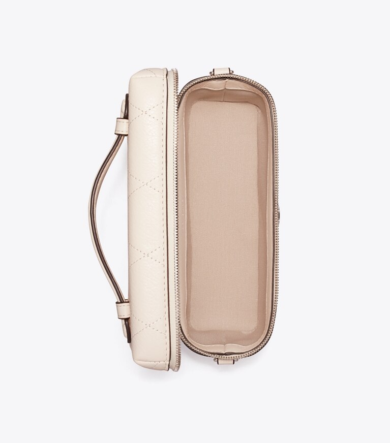 Tory Burch diseñador bolsos bandolera Neceser acolchado Charlie en Light Cream / Charms vista superior