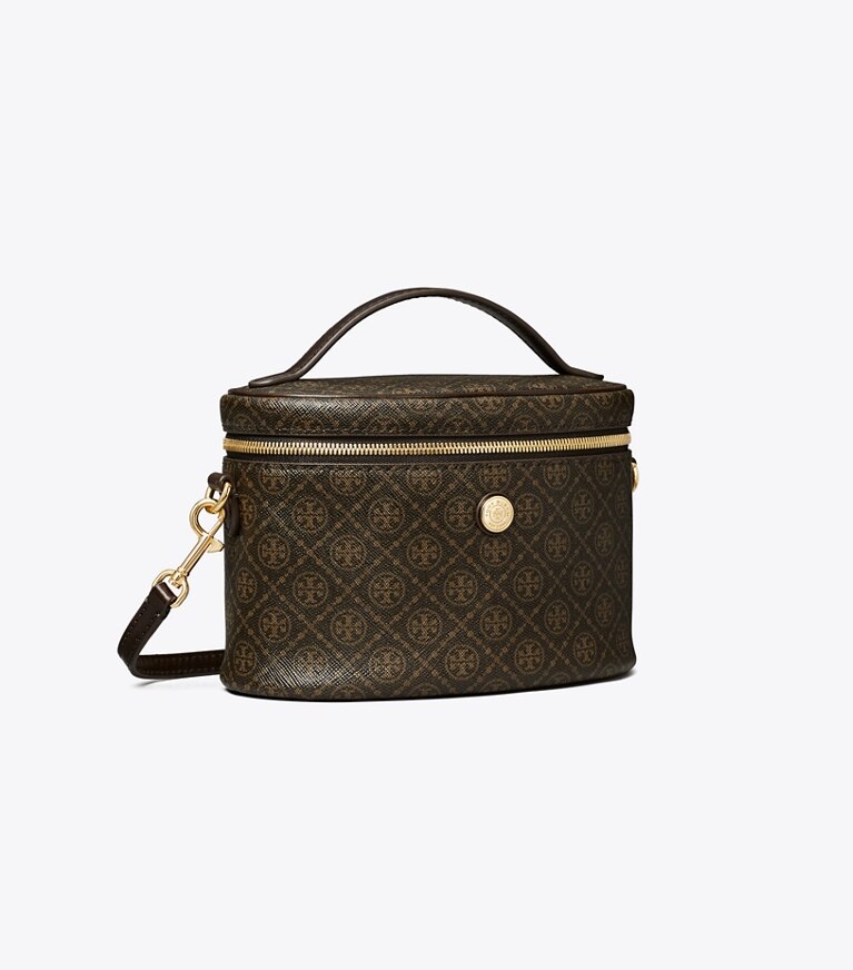 Tory Burch diseñador bolsos bandolera Neceser blando de lona revestida con monograma de T en French Press ángulo