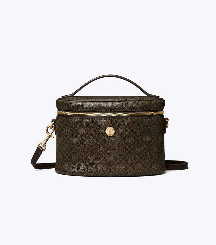 Tory Burch diseñador bolsos bandolera Neceser blando de lona revestida con monograma de T en French Press frontal