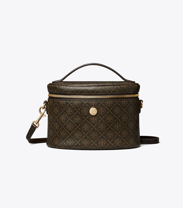 Tory Burch diseñador bolsos bandolera Neceser blando de lona revestida con monograma de T en French Press frontal
