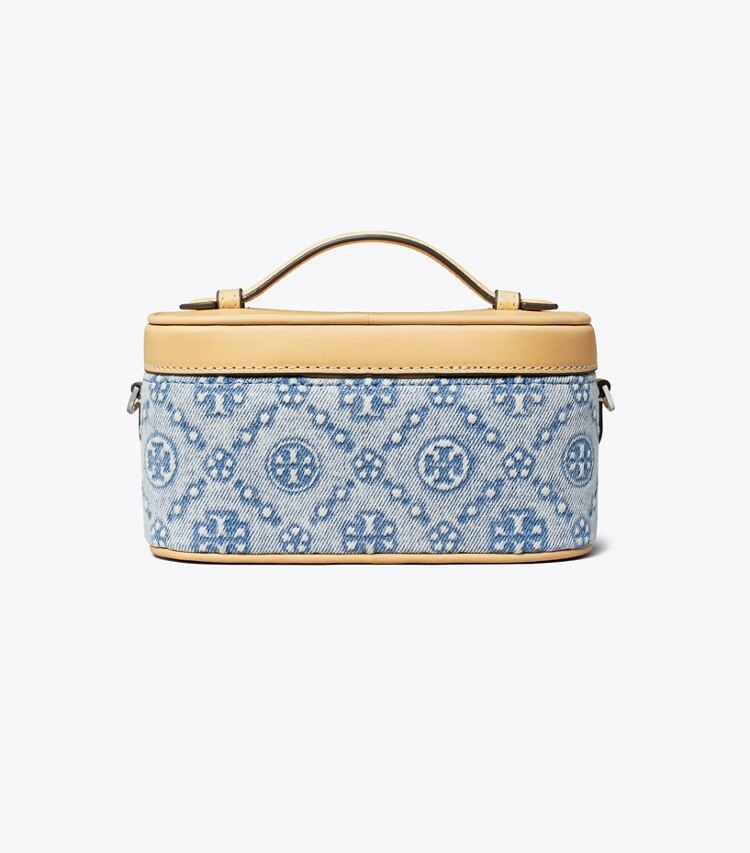 Tory Burch diseñador bolsos bandolera Neceser con monograma de T de denim en Seltzer parte trasera