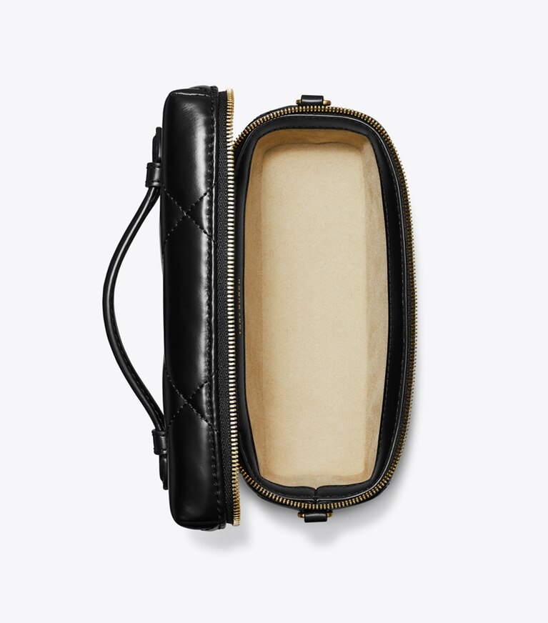 Tory Burch diseñador bolsos bandolera Neceser de denim acolchado con forma de rombos Kira East-West en Black vista superior