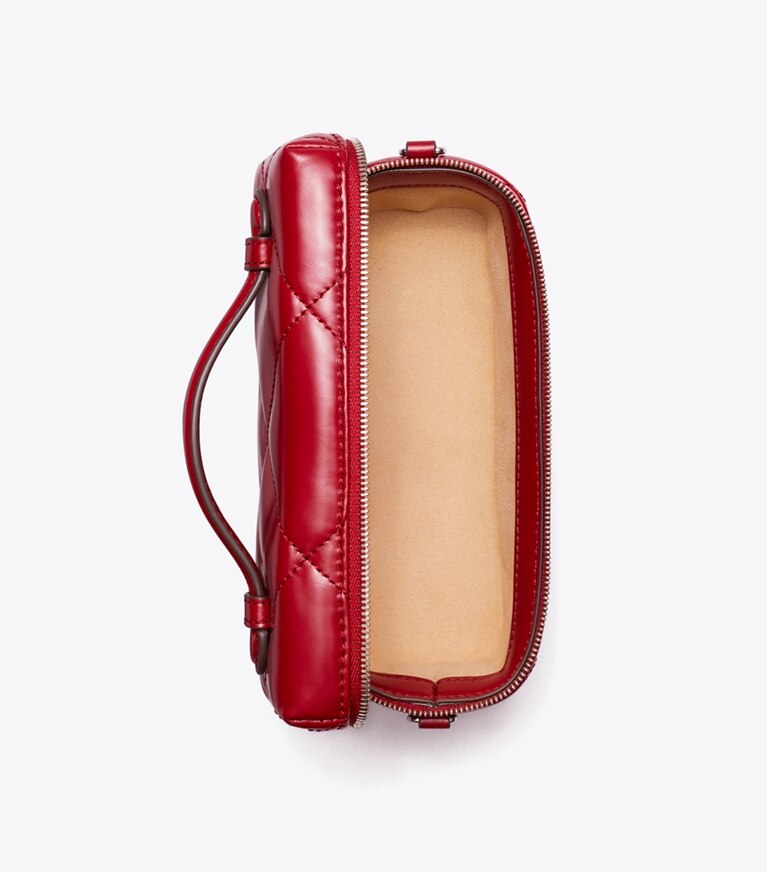 Tory Burch diseñador bolsos bandolera Neceser de denim acolchado con forma de rombos Kira East-West en Red vista superior