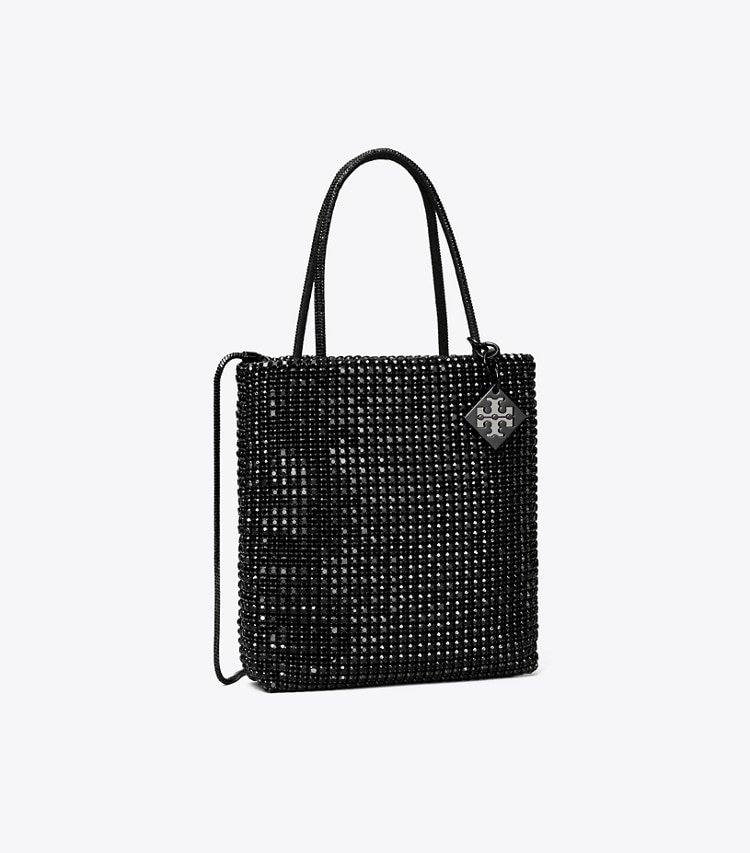 Tory Burch designer クロスボディバッグ ナイトオウル クリスタルエンベリッシュ ミニトート in Black angle