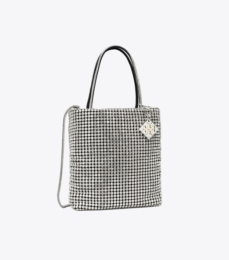 Tory Burch designer クロスボディバッグ ナイトオウル クリスタルエンベリッシュ ミニトート in Silver angle