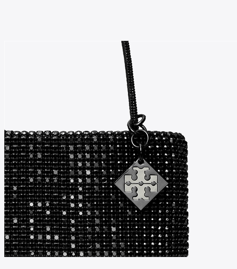 Tory Burch designer クロスボディバッグ ナイトオウル クリスタルエンベリッシュ ミニトート in Black angle