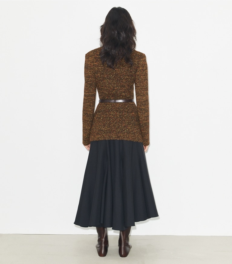 Tory Burch designer sweaters Nylon and Viscose Marled Sweater in Dark Brown front