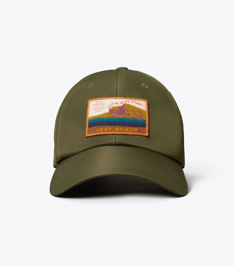 Tory Sport designer hats Nylon Baseball Hat with Patch in Light Olive front