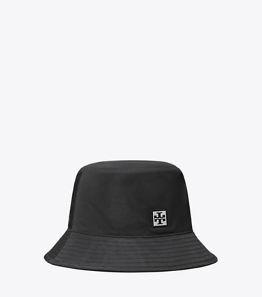 Tory Burch designer hats Nylon Bucket Hat in Black angle