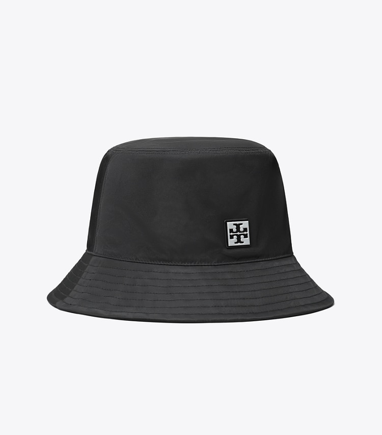Tory Burch designer hats Nylon Bucket Hat in Black angle
