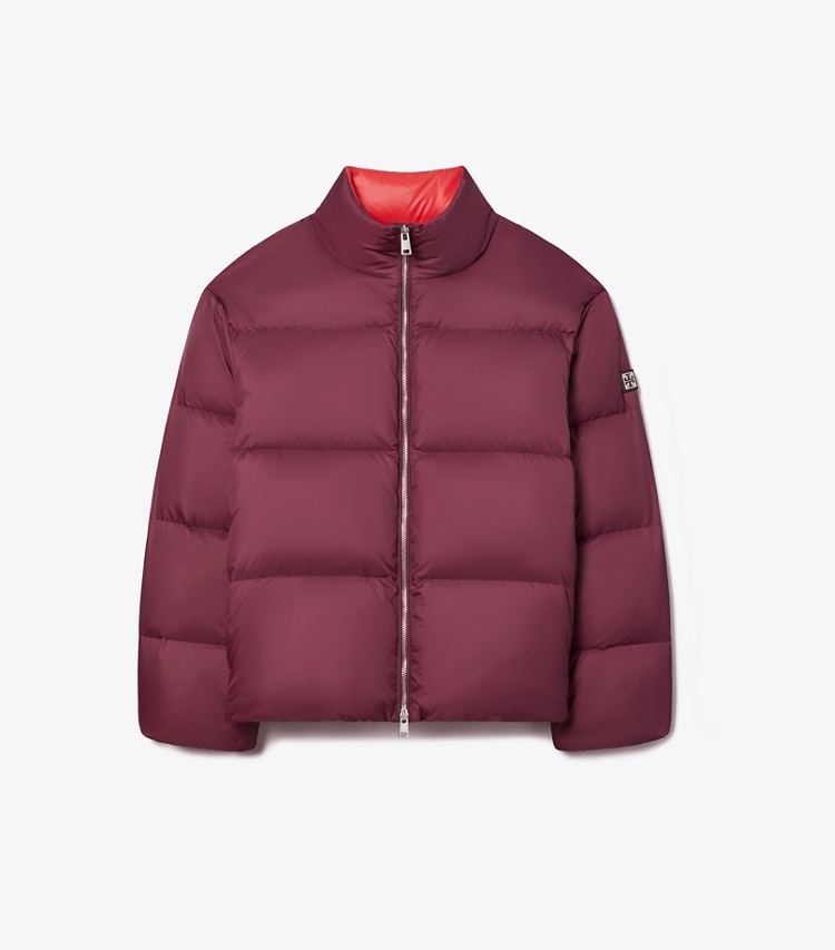 Tory Burch designer coats Nylon Down Jacket in Winetasting front