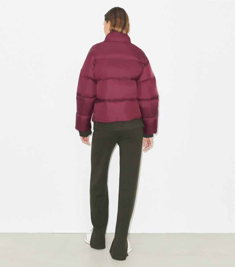 Tory Burch designer coats Nylon Down Jacket in Winetasting front