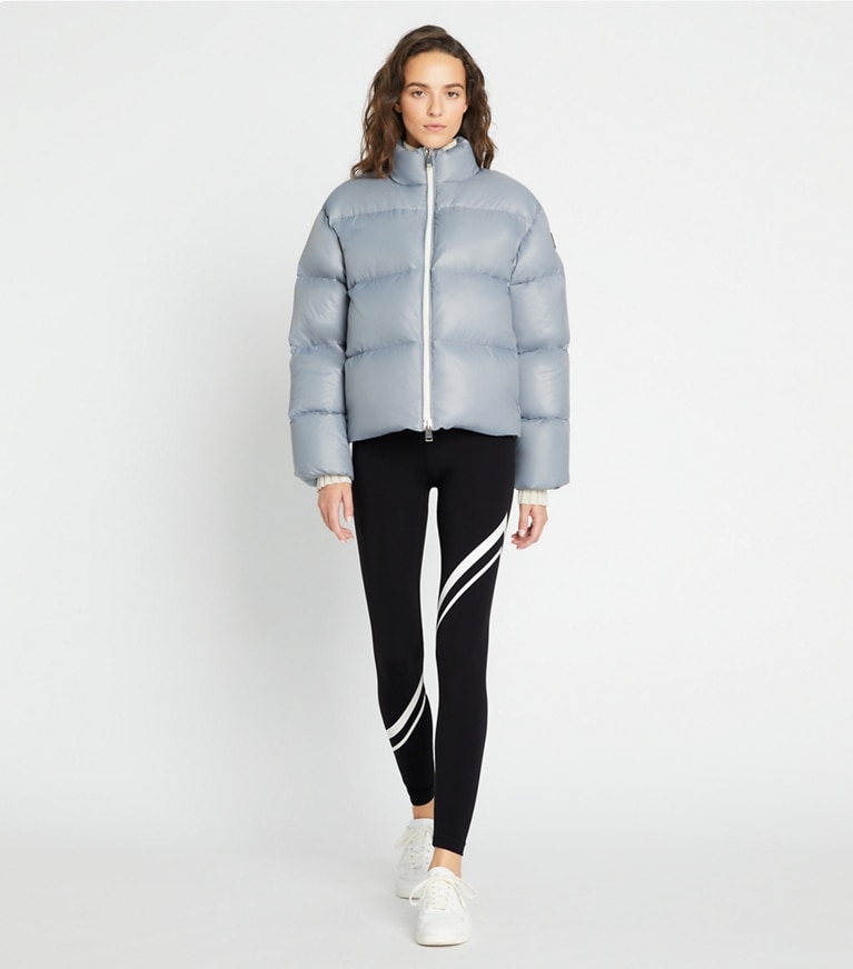 Tory Sport designer coats Nylon Down Jacket in Muted Slate front