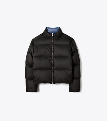 Tory Sport designer coats Nylon Down Puffer Jacket in Black front