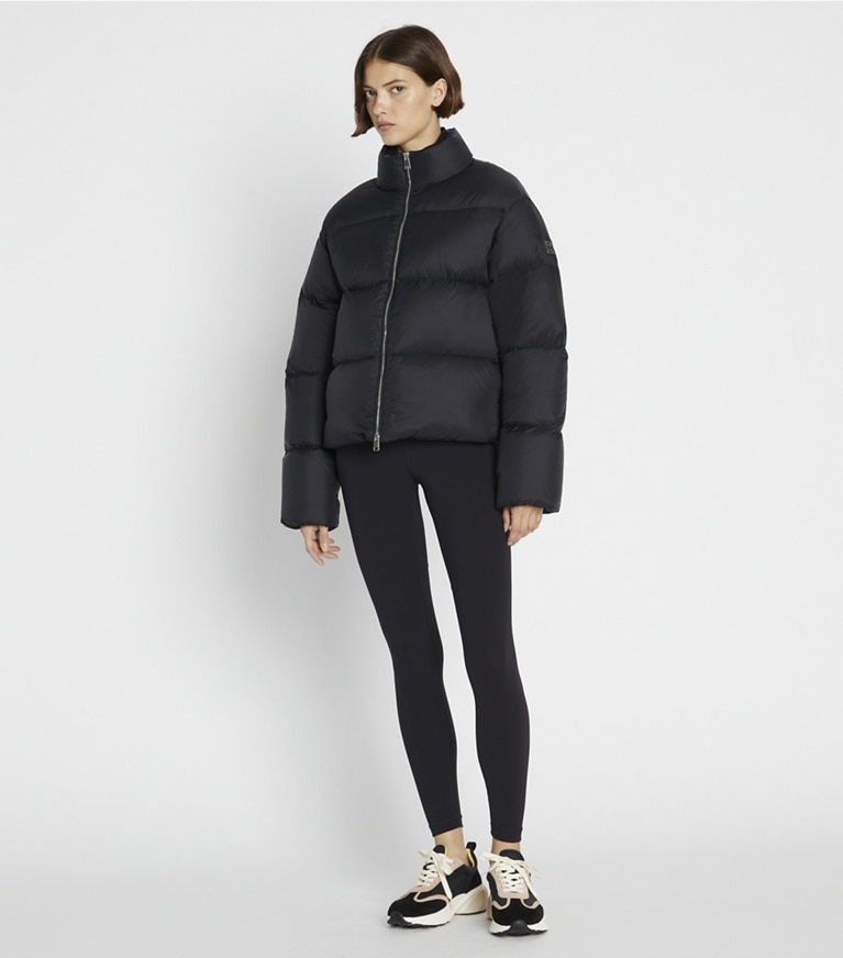 Tory Burch designer coats Nylon Down Puffer Jacket in Black front