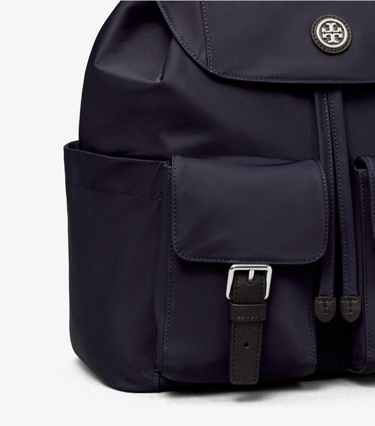 Tory Burch designer backpacks Nylon Flap Backpack in Royal Navy detail