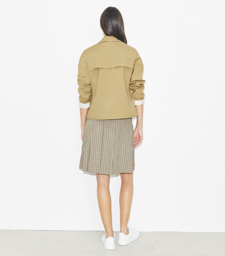 Tory Burch designer jackets Nylon Golf Jacket in Taupe Gray front