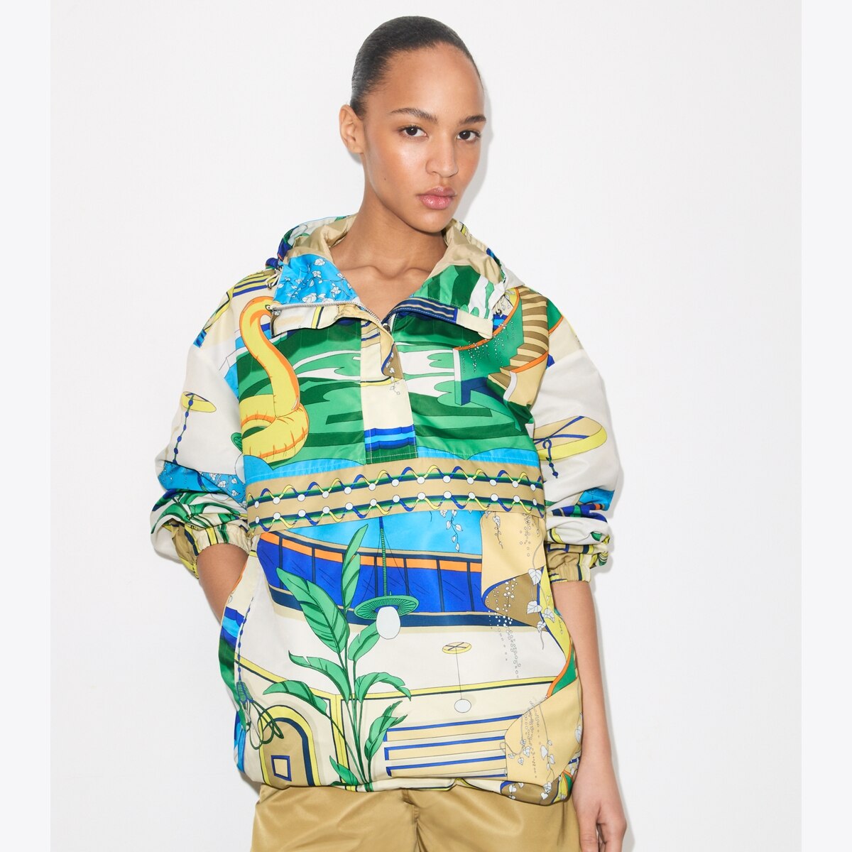 Nylon Half-Zip Anorak: Women's Designer Jackets | Tory Burch