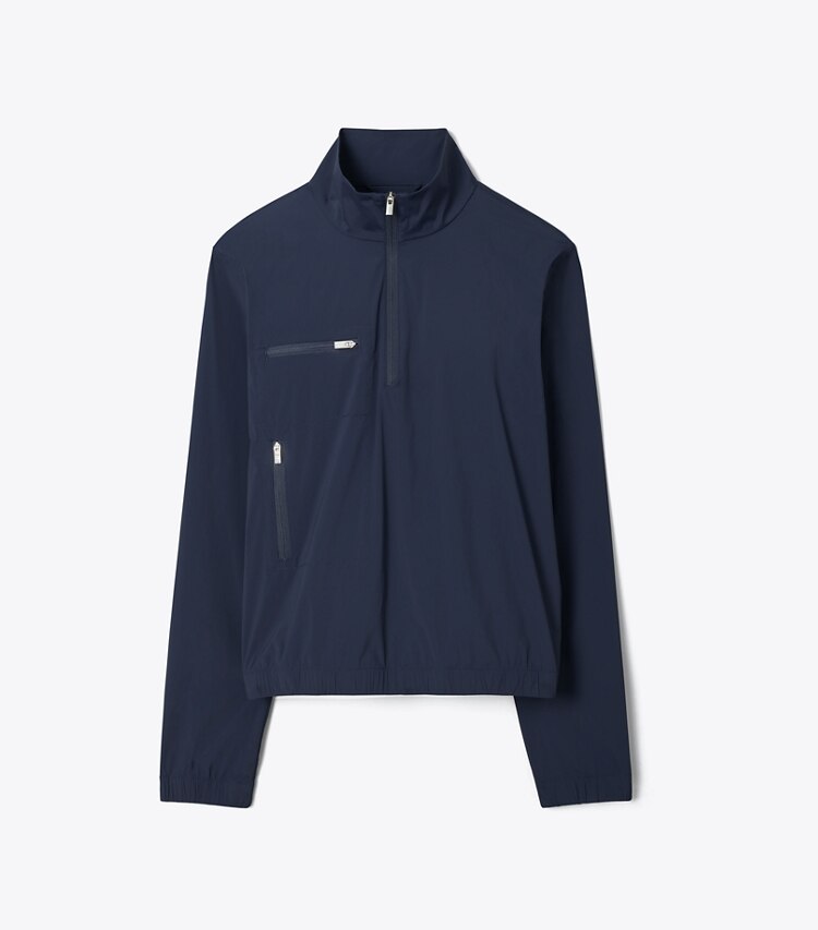 Tory Burch designer jackets Nylon Half-Zip Golf Jacket in Deep Navy front