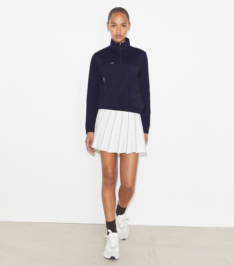Tory Burch designer jackets Nylon Half-Zip Golf Jacket in Deep Navy front