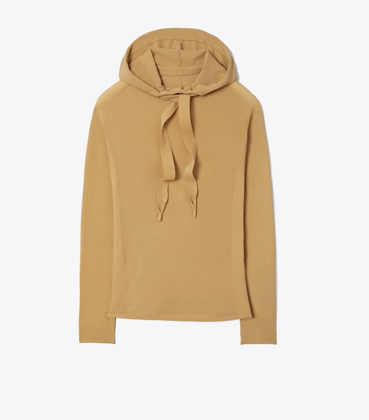 Tory Burch designer sweaters Nylon Hoodie in Soft Barley front
