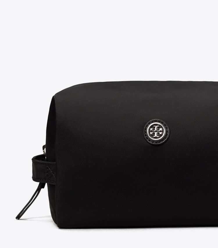 Tory Burch designer cosmetic bags Nylon Large Cosmetic Case in Black detail