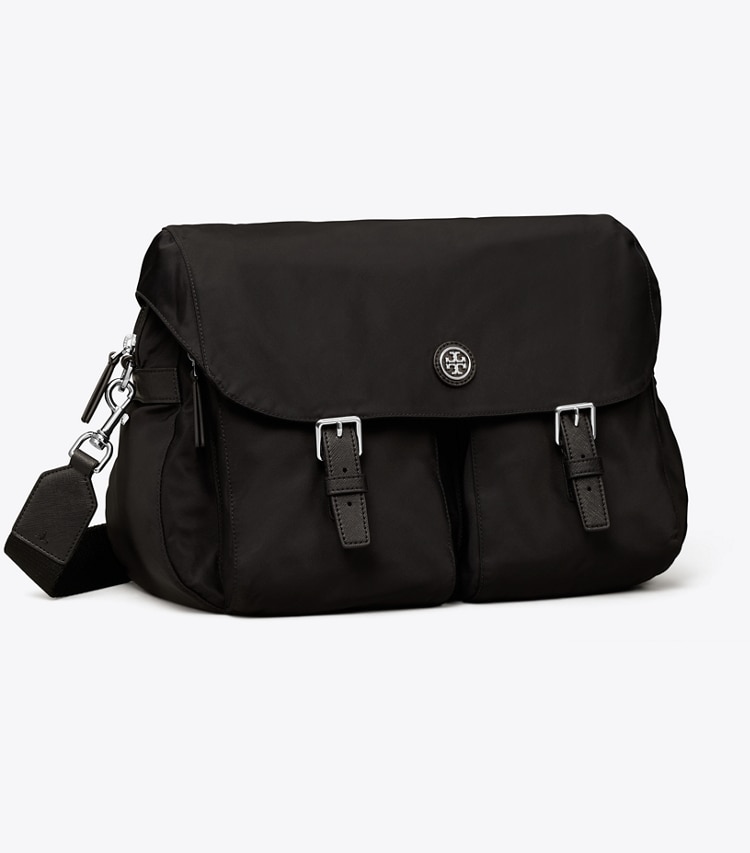 Tory Burch designer crossbody bags Nylon Messenger in Black angle