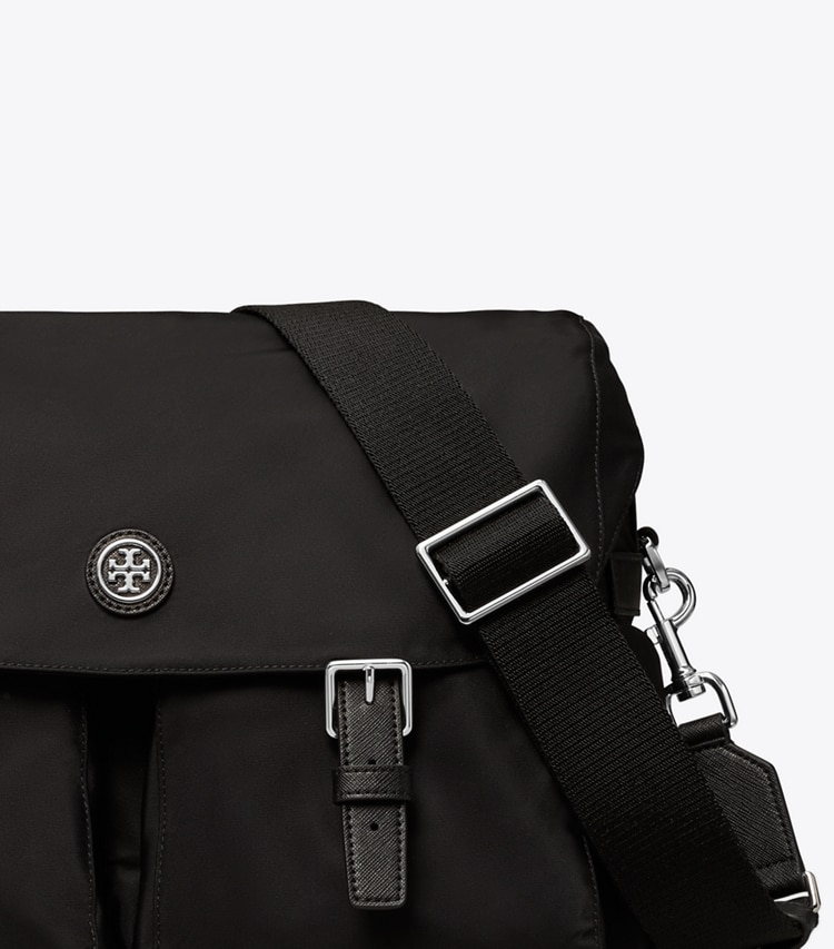 Tory Burch designer crossbody bags Nylon Messenger in Black detail