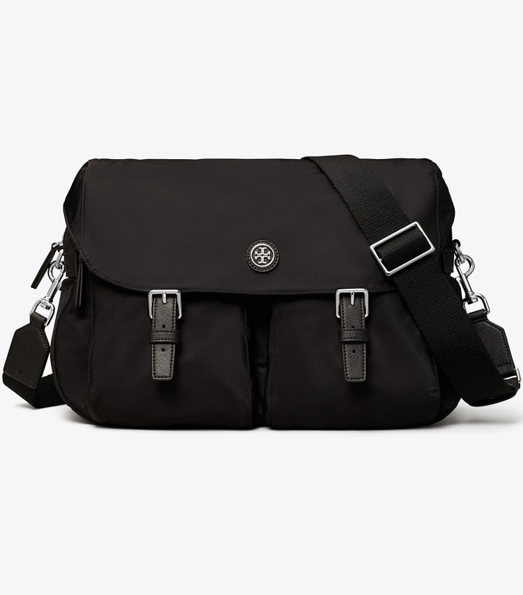 Tory Burch designer crossbody bags Nylon Messenger in Black front