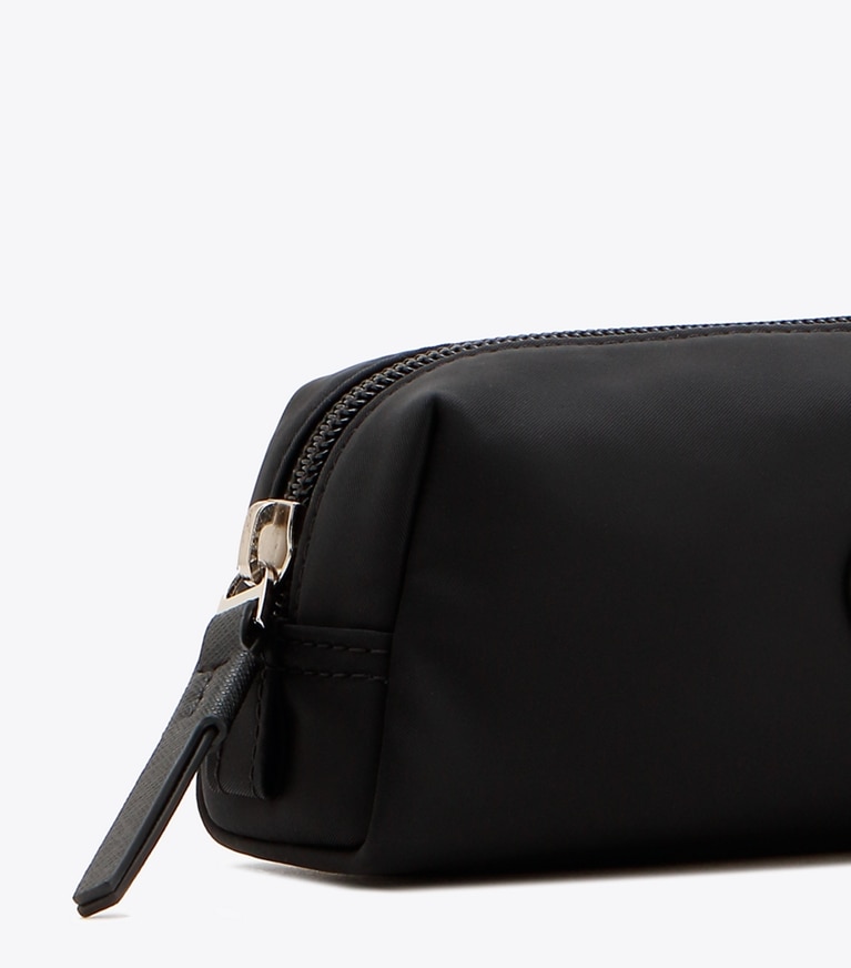 Tory Burch designer cosmetic bags Nylon Mini Cosmetic Case in Black angle