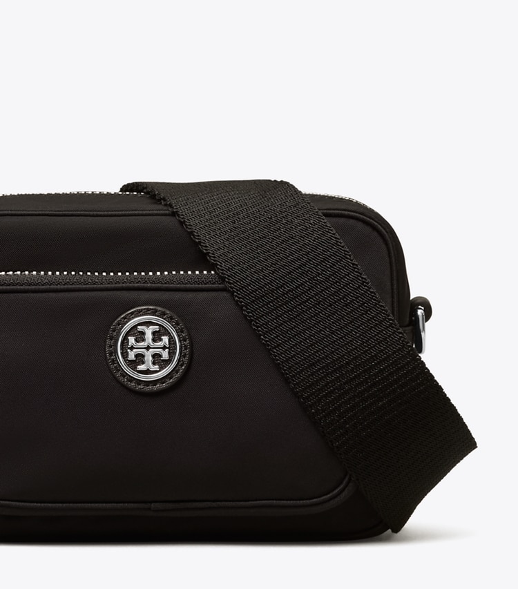 Tory Burch designer crossbody bags Nylon Mini Crossbody in Black detail