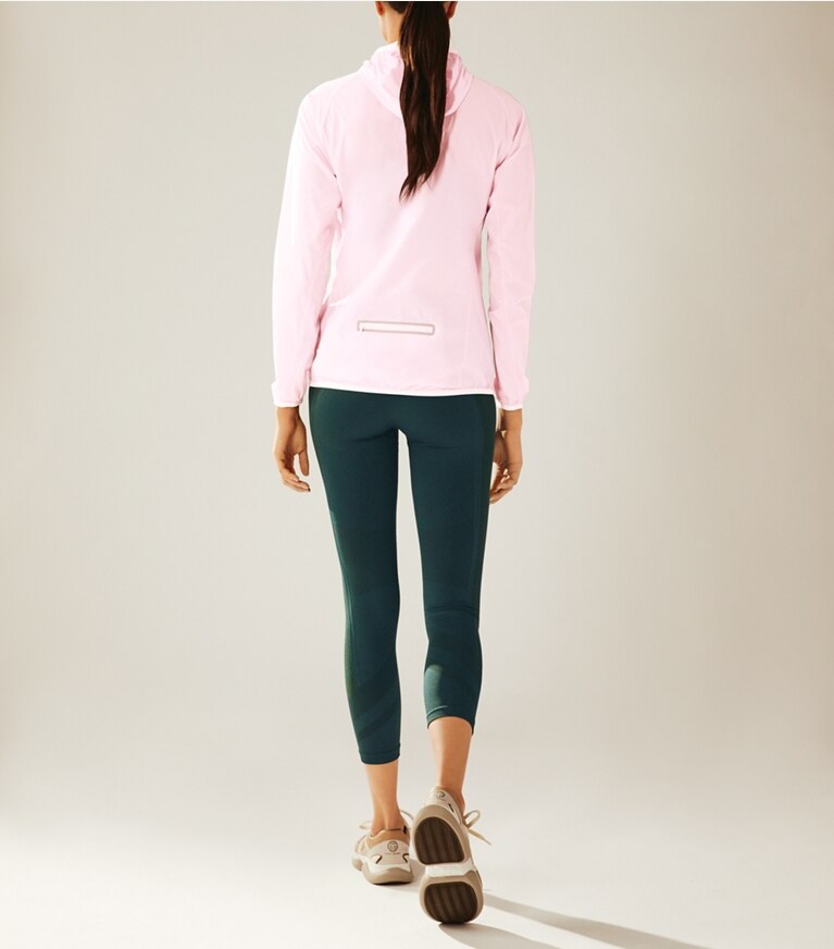 Tory Sport designer jackets Nylon Packable Jacket in Cotton Pink front