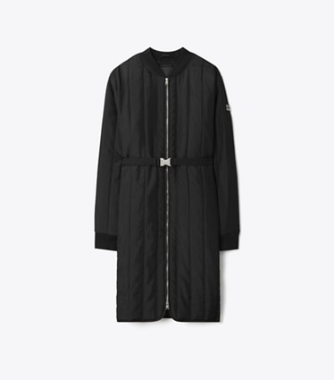 Tory Burch designer coats Nylon Padded Quilt Coat in Black front