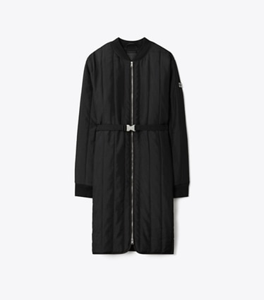 Tory Burch designer coats Nylon Padded Quilted Coat in Black front