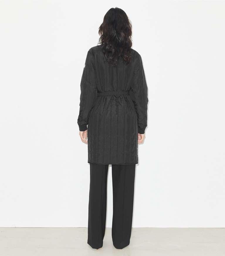 Tory Burch designer coats Nylon Padded Quilted Coat in Black front