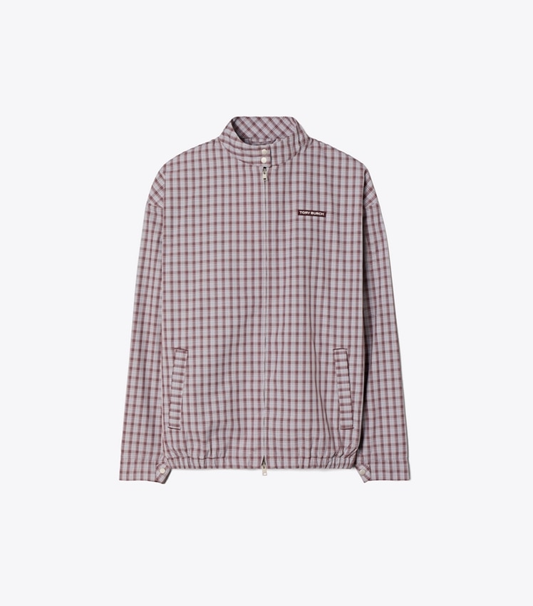 Nylon Plaid Golf Jacket by Tory Burch